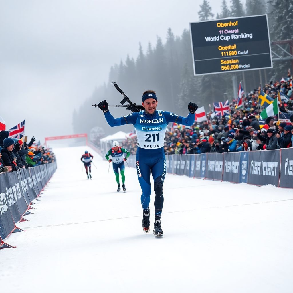 Томмазо Джакомел выиграл гонку преследования в Оберхофе и возглавил Кубок мира
